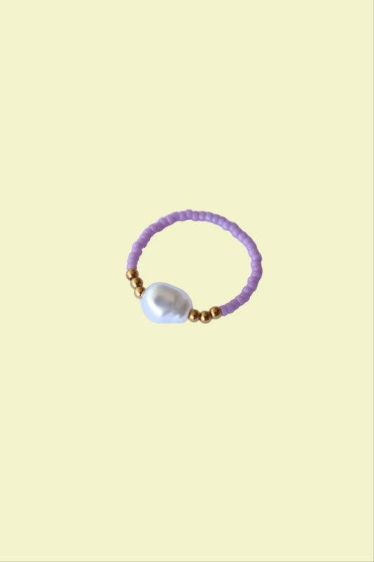 Anello perline e perla barocca artigianale donna